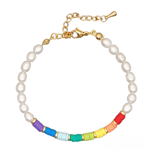 Yellow Dots Studio - Rainbow Freshwater Pearl Bracelet