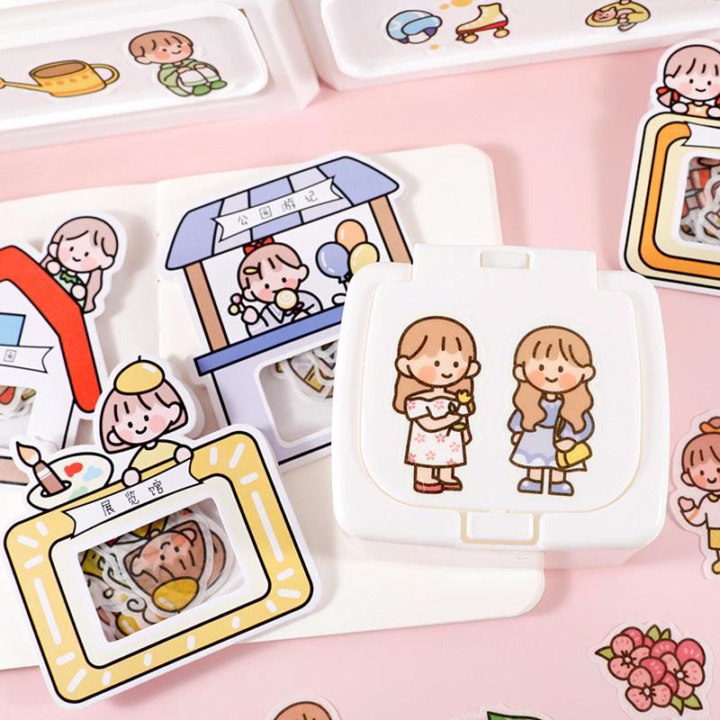Cute children paper stickers