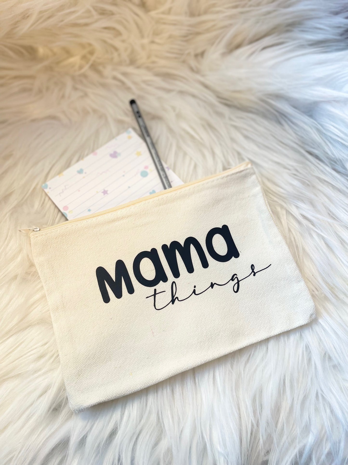Cute mama cosmetic, make up, stationary, bag with zipper