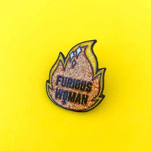 Furious Woman Glitter Enamel Pin
