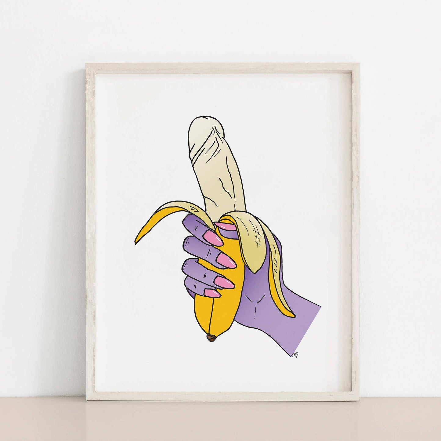 Banana Penis Purple Hand Art Print- Meli the lover