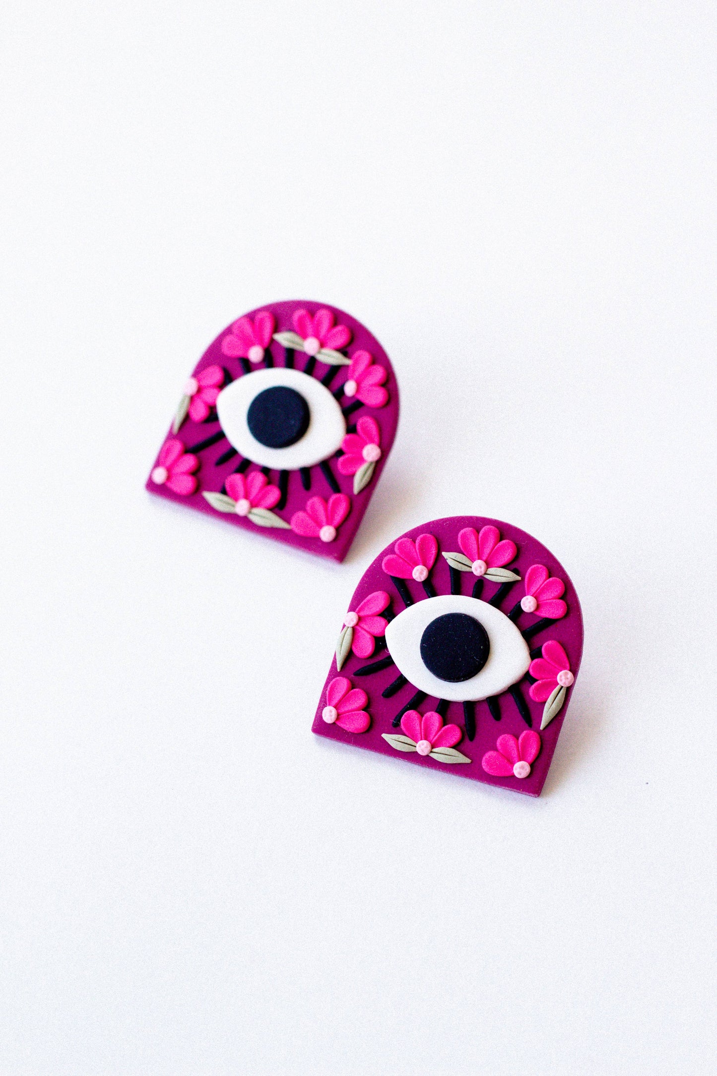 Slow Day Studios - Evil Eye Polymer Clay Oversized Evil Eye Stud in Purple