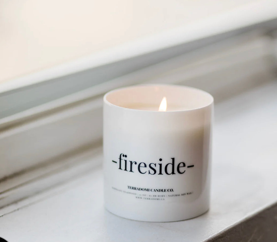 “Fireside” candle - Mahogany teakwood- by Terradomi candle co.