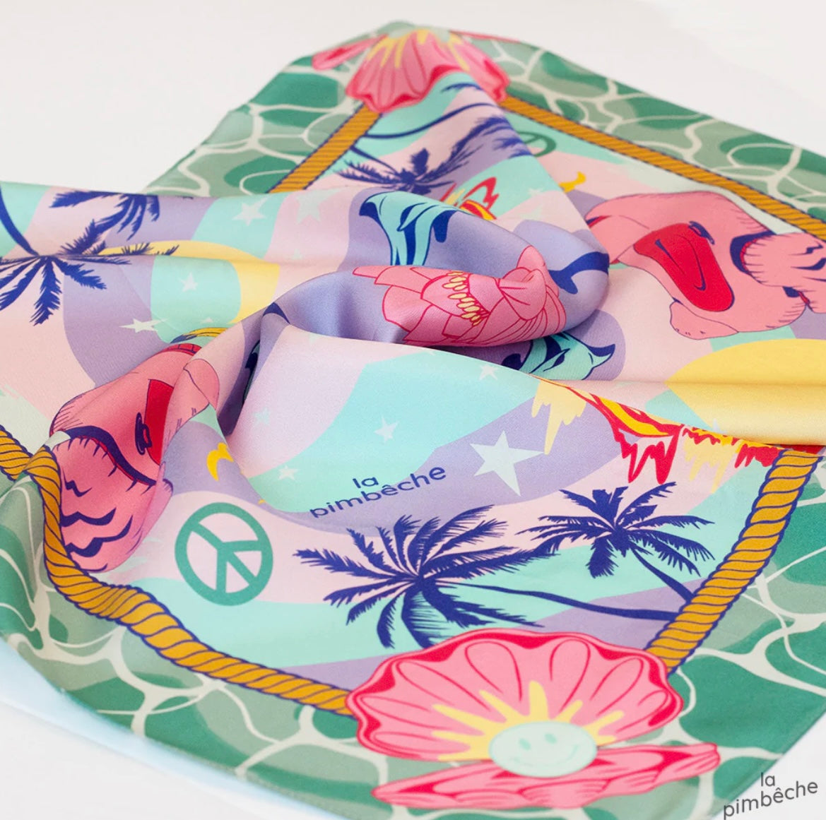 La Pimbêche - teal water silk scarves