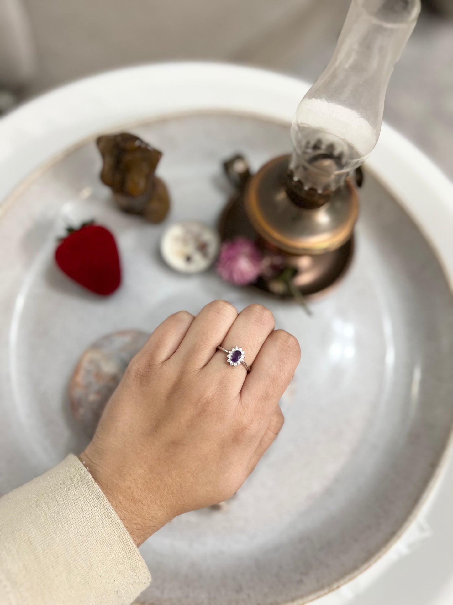 Amethyst Silver plated ring