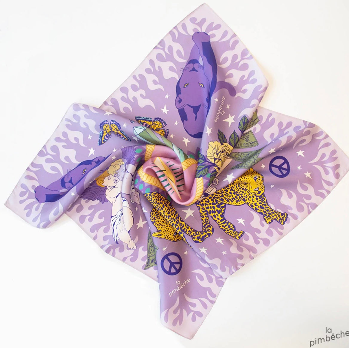 La Pimbêche - purple fire silk scarves