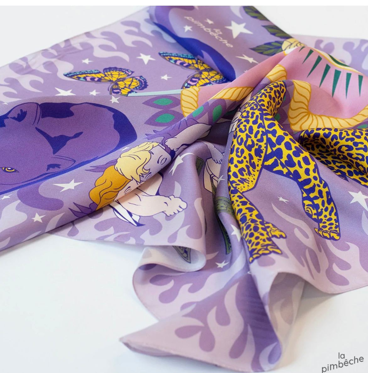 La Pimbêche - purple fire silk scarves