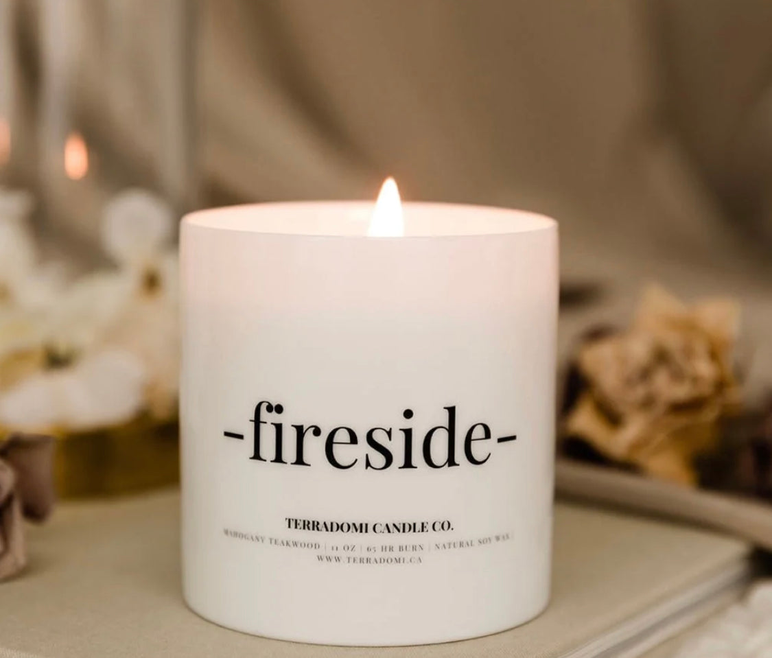 “Fireside” candle - Mahogany teakwood- by Terradomi candle co.